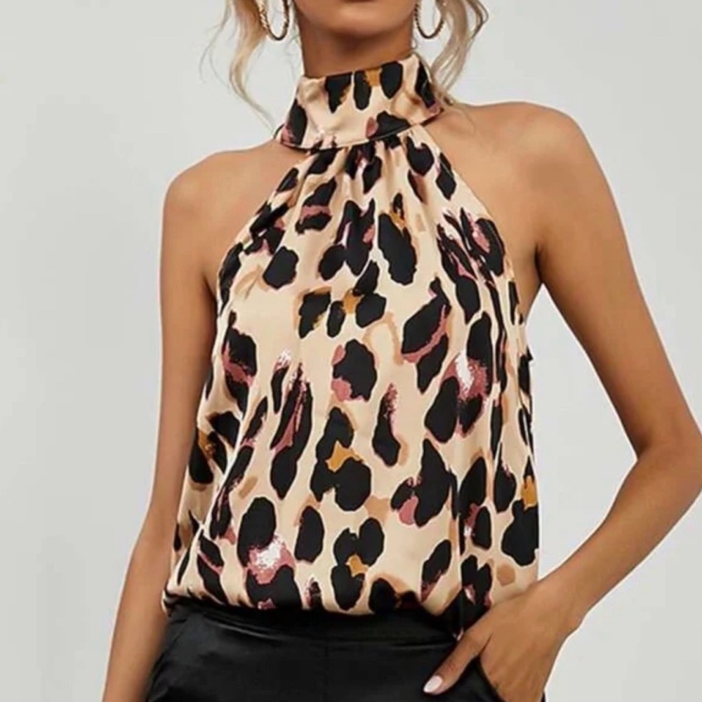 NWOT Boho Leopard Print Halter Top